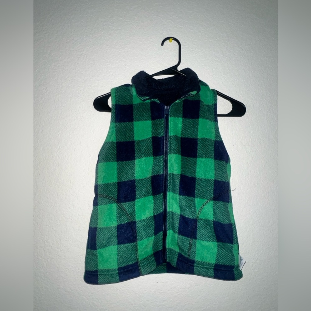 Unisex Green and Blue Checkered Vest